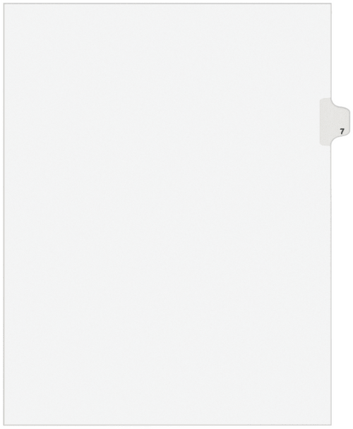 Legal Divider, 8-1/2" x 11", White, Pre-Printed (number) 7, 25 Dividers