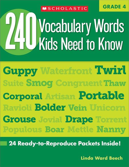 240 Vocabulary Words Kids Need to Know Grade 4 Workbook