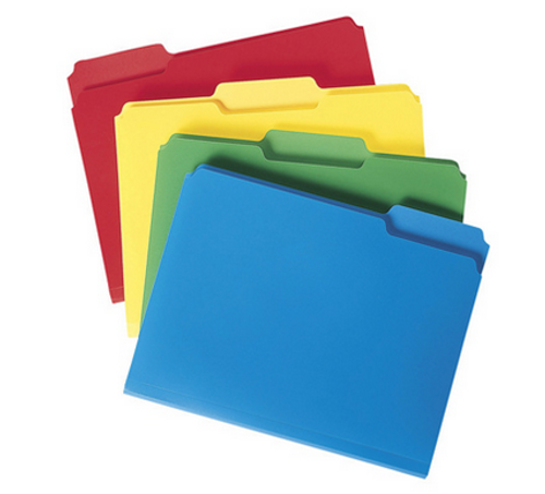 File Folders, Poly, Letter Size, 1/3 Cut Tab