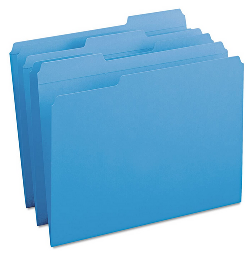 File Folders, Letter Size, 1/3 Cut Tab, Blue