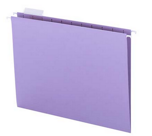 Hanging File Folder w/ Tab, Letter Size, Lavender