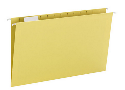 Hanging File Folder w/ Tab, Legal Size, Yellow