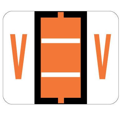 Bar Style Color Coded Labels, Letter "V"