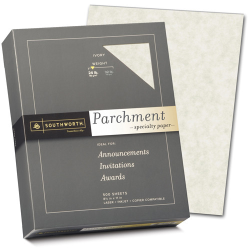 Parchment Paper, 24 lb., 8-1/2"x11", 500 Sheets, Ivory