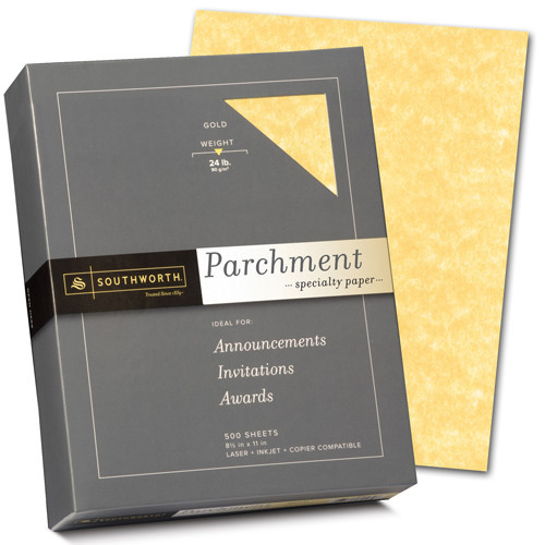 Parchment Paper, 24 lb., 8-1/2 x 11", 500 Sheets, Gold