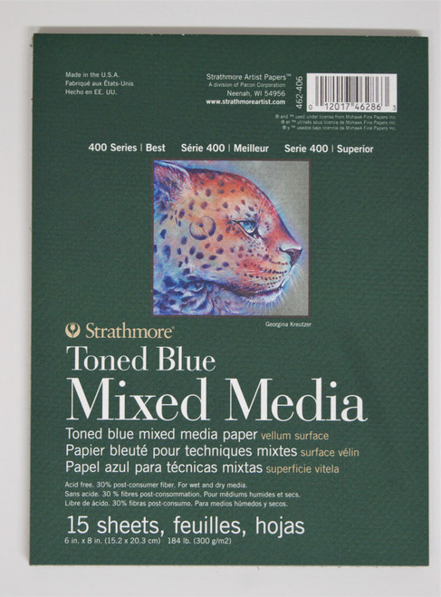 6"x8" 400 Series Toned Blue Mixed Media Paper, 184#, Medium Surface (15ct.)