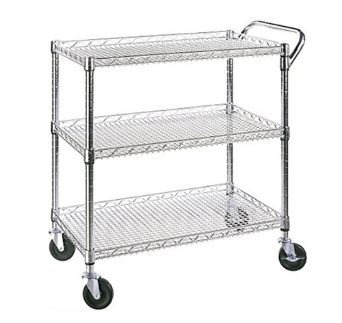 Seville Classics 3-Shelf Commercial Utility Cart - Silver