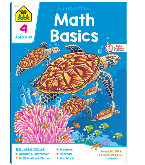 Math Basics 4 Educational Workbook, Grade 4