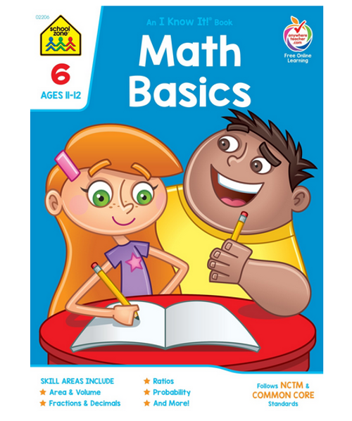 Math Basics 6 Educational Workbook, Grade 6