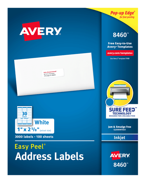 Easy Peel Address Labels, Permanent, Inkjet (3000ct.)