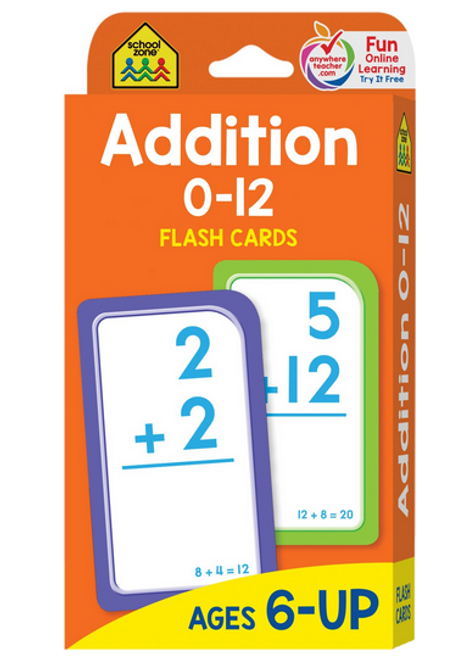 Addition Flashcards 0-12, Age 6 and UP