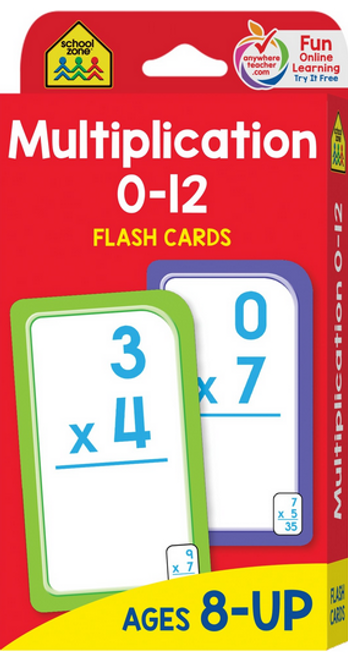 Multiplication Flash Cards 0-12, Age 8 & UP