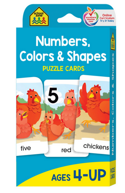 Numbers, Colors And Shapes Puzzle Cards, Age 4 & UP