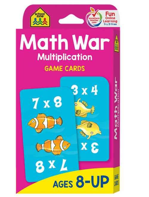 Math War Multiplication Game Cards, Age 8 & UP