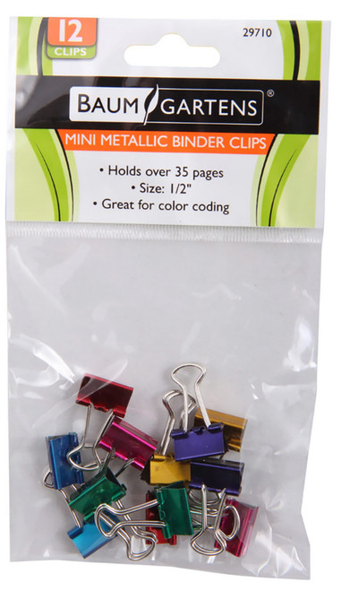 Metallic Designer Mini Binder Clips, Assorted Colors (12ct.)