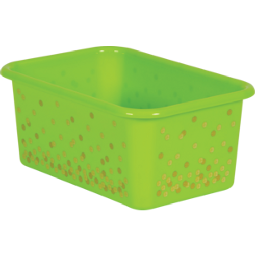 Lime Confetti Plastic Storage Bin, Small