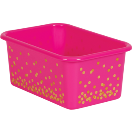 Pink Confetti Plastic Storage Bin, Small