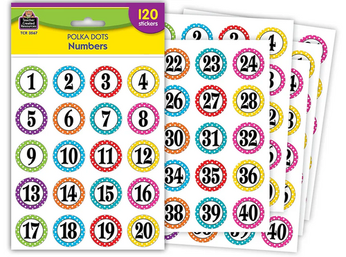 TCR3567 - Polka Dots Numbers Stickers