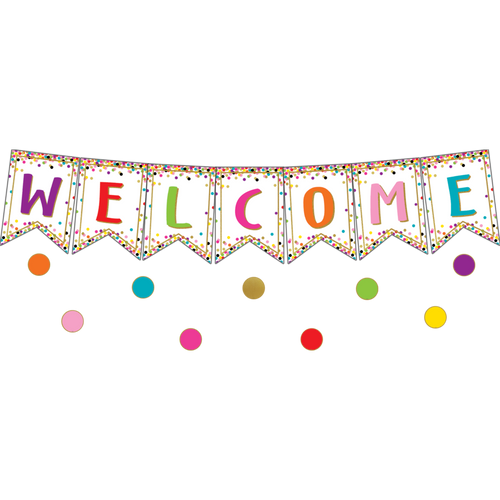 Confetti Pennants Welcome Bulletin Board Display