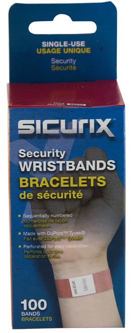 SICURIX® Sequentially Numbered Security Wristbands, Red (100ct.)