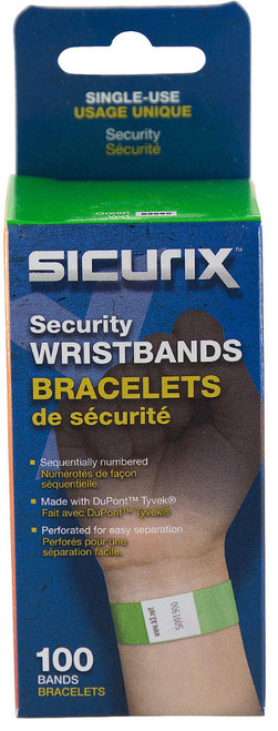 SICURIX® Sequentially Numbered Security Wristbands, Green (100ct.)