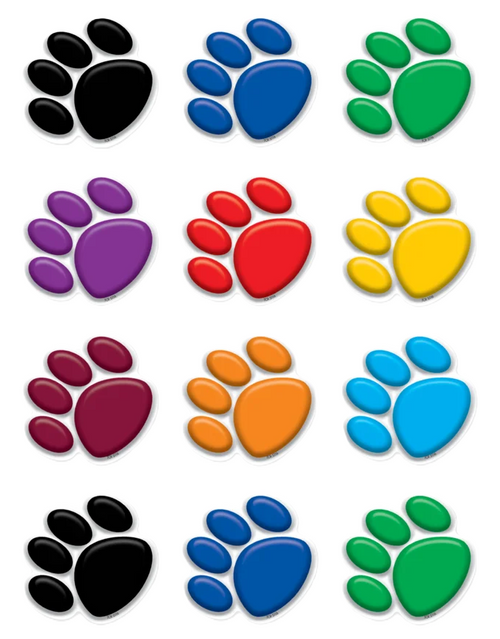Colorful Paw Prints Mini Accents, Assorted Colors, 36 Count