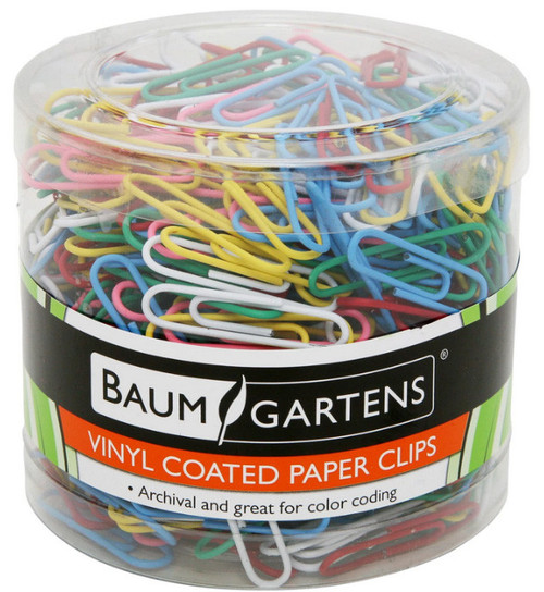 Vinyl Coated Paper Clips, Standard Size, Assorted Colors (500ct.)