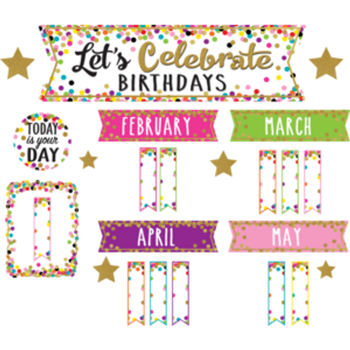 Confetti Let's Celebrate Birthdays Mini Bulletin Board Display