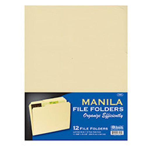 Manila File Folders, 1/3 Cut, 12 Pack