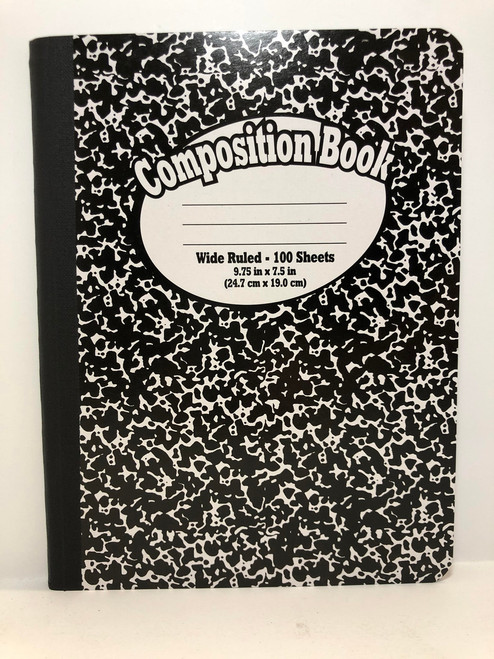 Wide Ruled Marble Composition Book, Black