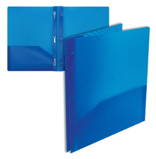 2-Pocket Poly Portfolio w/Fasteners, Letter Size, Neon Colors