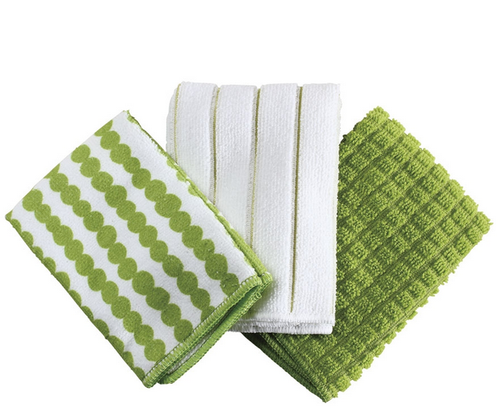3-Piece Vari Microfiber Towel Set, Dot Green