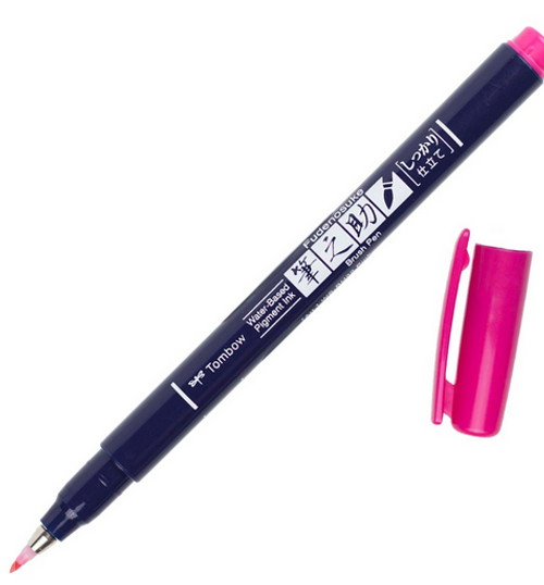 Tombow Fudenosuke Brush Pen, Hard Tip, Pink