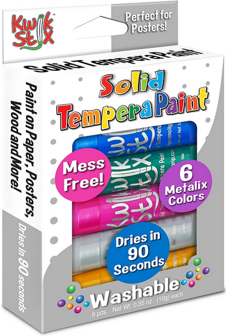 Kwik Stix™ Solid Tempera Paint Markers, Assorted Metallic Colors (6ct.)