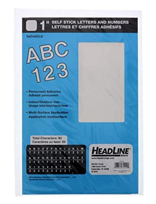 1" Self-Adhesive Vinyl Helvetica Numbers & Letters, White (93ct.)