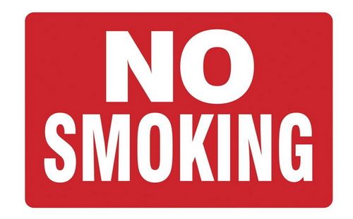 12"x8" Plastic "No Smoking" Sign, Red/White