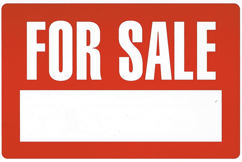 12"x8" Plastic For Sale Sign, Red/White