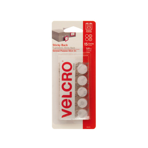 Sticky Back Velcro, White, Circle, 5/8"