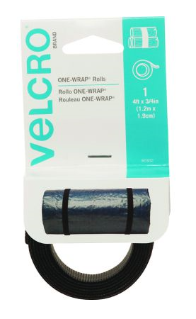 Velcro Strap, Black, 3/4" x 4'