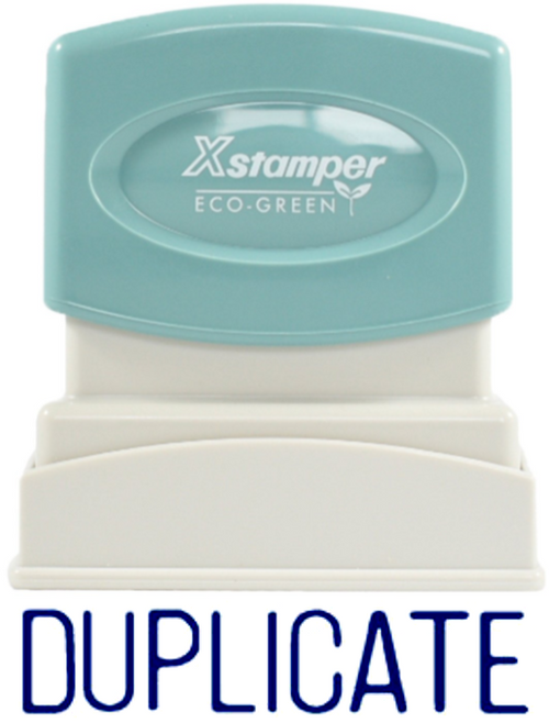 Eco-Green One-Color Title Stamp, "DUPLICATE", Blue