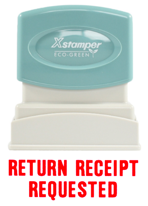 Eco-Green One-Color Stock Stamp, "RETURN RECEIPT REQUESTED", Red