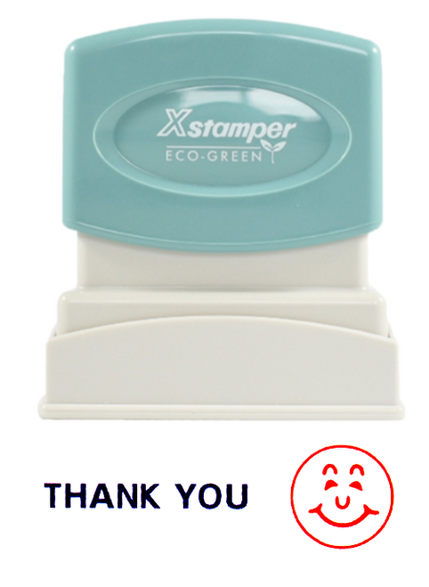 Eco-Green Two-Color Stamp, "THANK YOU", Red/Blue