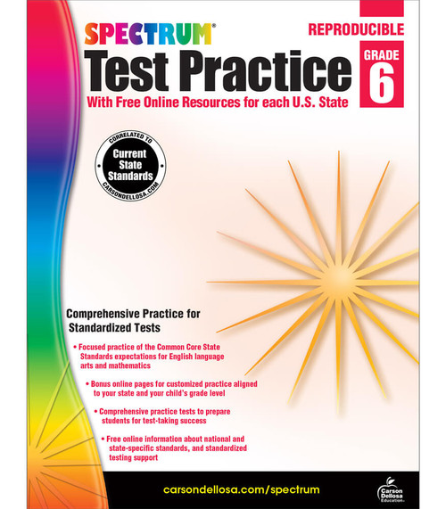 Carson Dellosa Spectrum Test Practice Workbook, Grade 6
