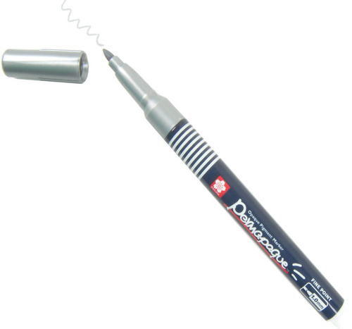 SAKXZPKSN53 - Permapaque Opaque Pigment Paint Marker, Fine Point (1.0mm), Metallic Silver