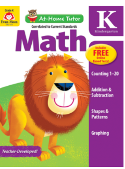 At Home Tutor Math Activity Book, Grade Kindergarten