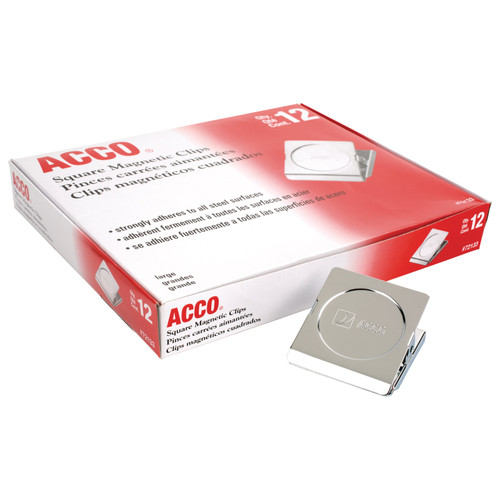 Acco Square Magnetic Clip, Large 2-1/4", 1-1/8" Capacity, Silver