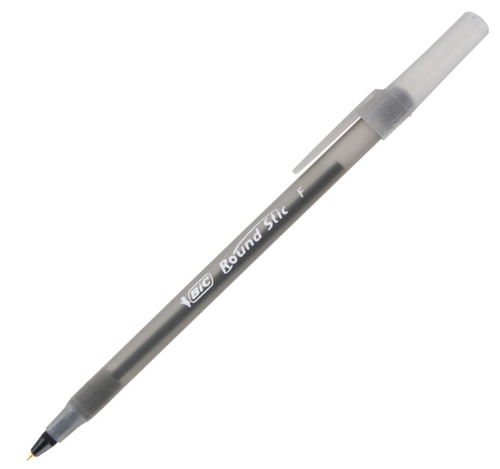 Round Stic Ballpoint Pen, Black, Fine/0.7mm