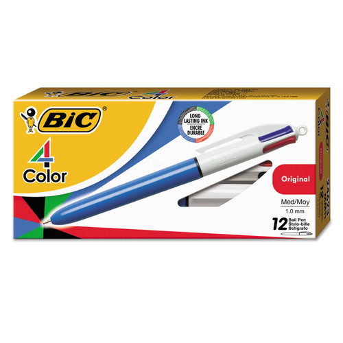 Bic Multi-Color Ballpoint Pen, Retractable, Medium Point (1.0mm), 4 Colors