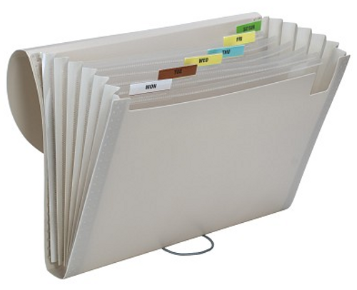 Expanding File Folder, Button & Elastic Closure, Letter Size, 7 Pocket, Assorted Colors