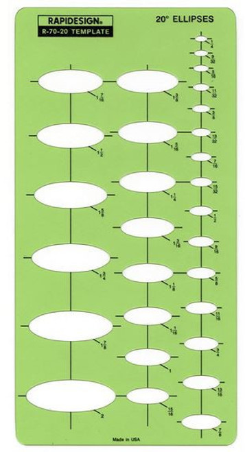 Rapidesign® R-70-20 20-Degree Ellipses Template